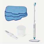 Amazon Basics Stoomdweil voor het Reinigen van Harde Vloeren met Tank van 450ml, Snoer van 6m, 3 Wasbare Pads, Wit