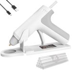 Beste lijmpistool draadloos DOMINOX 4 V draadloos lijmpistool met 20 lijmsticks, 25 seconden snel opwarmen, 2000 mAh accu, intelligente uitschakeling, voor handwerk, doe-het-zelf, reparaties in huis, wit