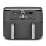 Ninja MAX Dual Zone digitale airfryer, 2 lades, 9.5L, 6-in-1, gebruikt geen olie, Airfryen, Max Crisp, Braden, Bakken, Opwarmen, Drogen, antiaanbaklaag, manden voor vaatwasser, Gunmetalgrijs DZ400EU