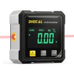 Beste digitale hoekmeter Digitale hoekmeter met laser, digitale hellingsmeter, magnetische digitale hoekmeter met 4 zijden, LCD-display, IP54 waterdicht, inclinometer met een nauwkeurigheid van ±0,1° voor de bouw, machines