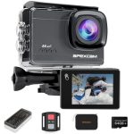 Apexcam M90 met 64G Kaart Action Cam 4K60FPS 64MP WLAN EIS Bildstabilisatie Sportkamera met Touchscreeen Onderwaterkamera 40m Waterdicht 2x1350mAh Batterij met Toebehoren-set