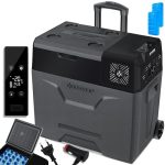 Beste compressor koelbox KESSER® Compressor Koelbox Elektrische Vriezer 50 Liter met APP-bediening, USB 12/24V 230V en telescopische stang Wielen Frigobox tot -20 °C voor auto, vrachtwagen, boot, camper en camping, Antraciet