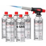 Starlet24® Soldeerbrander (+ 6x gaspatronen) gasbrander Bunsenbrander camping gasaansteker soldeerlamp met piëzoontsteking, instelbare vlamgrootte voor gaspatronen met MSF-1a-aansluiting