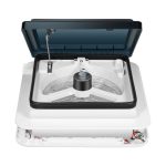 Beste dakventilator camper Dakventilator voor camper, 12 V, ventilatie, dakventilator, raam met deksel | 28 x 28 cm dakventilator met 4 leds, 6 snelheden, extreem ijzige dakventilator voor caravans
