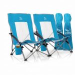 Beste strandstoel BigDean 2-pack strandstoel, inklapbaar, zeer licht, campingstoel, opvouwbaar, 150 kg belastbaar, met ademende mesh-rugleuning, lage vouwstoel met bekerhouder, strand, tuin