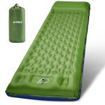 JATEKA Campingmatras Eenpersoons Opblaasbaar Extra Breed 83 cm met Geïntegreerde Kussen 16 cm, Ultra Lichtgewicht en Opvouwbaar, Opblaasbare Matras met Voetpomp, voor Trekking en Reizen, Blauw en