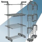Beste wasrek PORTENTUM Droogrek met 4 lagen en 24 droogstangen – tot 40 kg – Paardendroger met 2 sokkenhouders en 2 zijvleugels voor hangers – zwenkwielen met rem