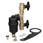 Beste vuilafscheider CV LuxeBath Magnetisch filter vuilafscheider 1 op 3/4 inch messing met afsluitkleppen vuilvanger voor verwarming en koeling cv installatie magnetische deeltjesafscheider voor radiator vloerverwarming