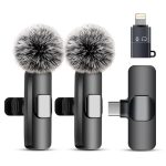 Uewpv Draadloze Lavalier Microfoon voor iPhone iPad & Android - 2-pack Mini Clip-On Microfoon met Ruisonderdrukking, USB-C/Lightning - voor TikTok, YouTube, Podcast, Live Streaming