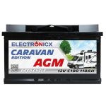 Beste AGM accu camper Electronicx AGM Caravan Edition voeding batterij 12V 110Ah / 110 Ah – deep cycle accu voor camper, caravan, zonne-energie, recreatie, kamperen – onderhoudsvrij, verzegeld, lekvrij 315×175×190 mm