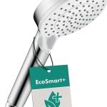 Beste waterbesparende douchekop hansgrohe Crometta - waterbesparende Douchekop 5,7 l/min (EcoSmart+), ronde Handdouche (⌀ 100 mm) met 2 jets, met anti-kalk functie, wit/chroom, 26336400