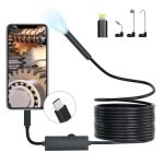 Picache Endoscoop inspectiecamera, 1920P Borescoop 7,9 mm IP68 waterdichte sonde, 5m met 8 LED's voor iOS/Android (geen WiFi nodig)