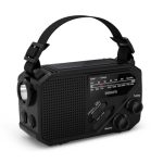 Beste noodradio op batterijen Philips TAR1609 draagbare FM/AM-radio met interne oplaadbare batterij, back-up met AAA-batterij en handslinger, zonne-energie, ingebouwde led-lamp en zaklamp voor kamperen, wandelen en stroomuitval