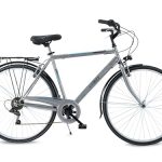 AIRBICI Fusion Man herenfiets, 28 inch, 6 versnellingen, stalen frame, aluminium velgen, ledverlichting, bagagedrager, schildersezel, Shimano-schakeling, (M (54), grijs)