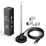 Bingfu DAB FM Radio Antenne Indoor Digitale Telescopische Antenne met Magnetische Basis 3m Verlengkabel voor 75 Ohm DAB+FM Radio Home Stereo Ontvanger AV Audio Video Home Theater Ontvanger