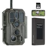 GardePro E8P Max WiFi Wildcamera, Oplaadbare 8000mAh Batterij, Ingebouwde SD Kaart, 64MP 1296P, E8PMB Camera met Bewegingssensor en Nachtzicht, Upload naar Mobiele Apparaten