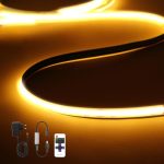 Beste LED strips COB LED strip, 1m dimbaar, 24V warm wit, 2700 K, 320 LED's/m, met RF-afstandsbediening, flexibele LED-strip voor slaapkamer, huis, kast, doe-het-zelfverlichting