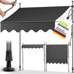 Beste zonwering tillvex Klemluifel 300 cm antraciet met handslinger, voor balkon, balkonluifel zonder boren, luifel uv-bestendig en in hoogte verstelbaar, zonwering, waterdicht