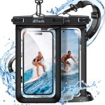 JETech IPX8 Waterdicht Telefoonhoesje, Droogtas, Zwart+Zwart, 2 Stuks | Compatibel met Touchscreen, Telefoons tot 7.2 Inch, voor iPhone 18/17/16/15Serie, voor Galaxy S26 Ultra, Pixel 11/10 Serie