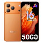 Blackview Wave 7C Smartphone, ontgrendeld met AI, Android 16, 16 GB + 64 GB/1 TB AI mobiele telefoon, 6,56 inch HD+, 5000 mAh, 32 MP + 13 MP, 4G Dual SIM/WiFi 5, FM, OTG, GPS, Face ID, oranje
