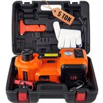 VEVOR 5T 12V DC Elektrische Hydraulische Auto Krik Automatische Lift 155-450mm Hefkrik met LED-licht Band Inflator Breakdown Kit SUV Hatchback Bandenwisselaar