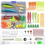 Kunstaas-set 101-delig met doos,Gemengd Visaas rubberen visaas Inclusief Spinner, VIB, Hooghakken, Enkele haak, Tangen, Ladder, enz, voor zoetwater-zoutwatervissen (A)