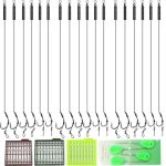 Set van 18 karper vishaken hair rigs, boilie rig met boilie stoppers - Ideaal voor karpervissen in meren en kanalen