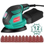 HYCHIKA Multischuurmachine, 200W 14000RPM Schuurmachine met Stofafzuiging, 12PCS-Schuurpapier, Handschuurmachine voor Hout, Ideaal voor het Strak Schuren van de Ruimte, het Afwerken van Meubels