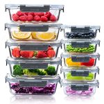 Igluu Meal Prep Glazen Vershoudbakjes (Set van 10) – 370 & 1050ml | Deksel luchtdicht & BPA-vrij – Geschikt voor oven, airfryer, magnetron, vriezer en vaatwasser – Borosilicaatglas