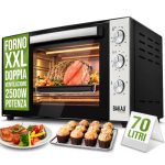 Bakaji Elektrische oven met convectiecapaciteit 70 liter vermogen 2500 W temperatuur instelbaar tot 250 ° 2 ventilaties verwarmbaar staal binnenverlichting timerfunctie rotisserie (70 liter)