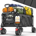 TRESKO® bollerwagen opvouwbaar 300L met rem | handwagen inklapbaar 150kg incl. volrubberbanden | Opvouwbare strandwagen extra brede all-terrainwielen | transportwagen met draagtas (zwart)