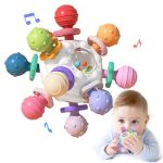 Montessori Bijtspeelgoed voor baby's vanaf 3 maanden, sensorisch, rammelaar, grijpbal, babyspeelgoed van siliconen, Montessori-motoriekspeelgoed, babycadeau vanaf 0/6/9 maanden - 1 jaar