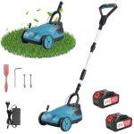 Accugrasmaaier 21 cm, grasmaaier met accu en oplader, 3 instelbare maaihoogtes, voor gazons tot 50 m², met mulchfunctie, ideaal voor kleine tuinen (met 2 accu's)