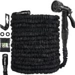 Beste flexibele tuinslang Uittrekbare tuinslang van 30 meter, flexibele slang voor de tuin, voorzien van 7-in-1 sproeipistool, uitbreidbare en oprolbare magische waterslang, ideaal voor tuinieren en autowassen, zwart