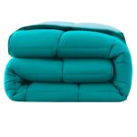 wometo Dekbed, omkeerbaar design, ca. 155 x 220 cm, turquoise en lichtblauw, kleurrijk dekbed voor het hele jaar (zomer en winter), gekleurd en zonder extra overtrek bruikbaar, Oeko-Tex getest