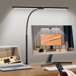 Beste daglicht bureaulamp LED Bureaulamp Dimbare, Bureaulamp met Klem en Afstandsbediening, 5 Kleuren en 5 Helderheidsniveaus, Monitorlamp, Daglichtlamp, Geheugenfunctie, Zwart