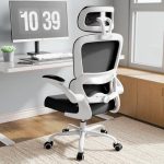 Beste ergonomische bureaustoel TRALT Bureaustoel Ergonomisch - Bureaustoel met Verstelbare Lendensteun Hoofdsteun Gaming Stoel - Office Chair - Bureaustoel Thuiskantoor Stoel Ergonomisch 150kg voor Grote Mensen Wit-Zwart