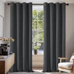 Deconovo Warmte-isolerende verduisteringsgordijnen, gordijnen voor woonkamer en slaapkamer, modern design met oogjes, 140 x 245 cm (breedte x hoogte), donkergrijs, 2 stuks